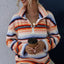 Striped Quarter Zip Dropped Shoulder Sweatshirt