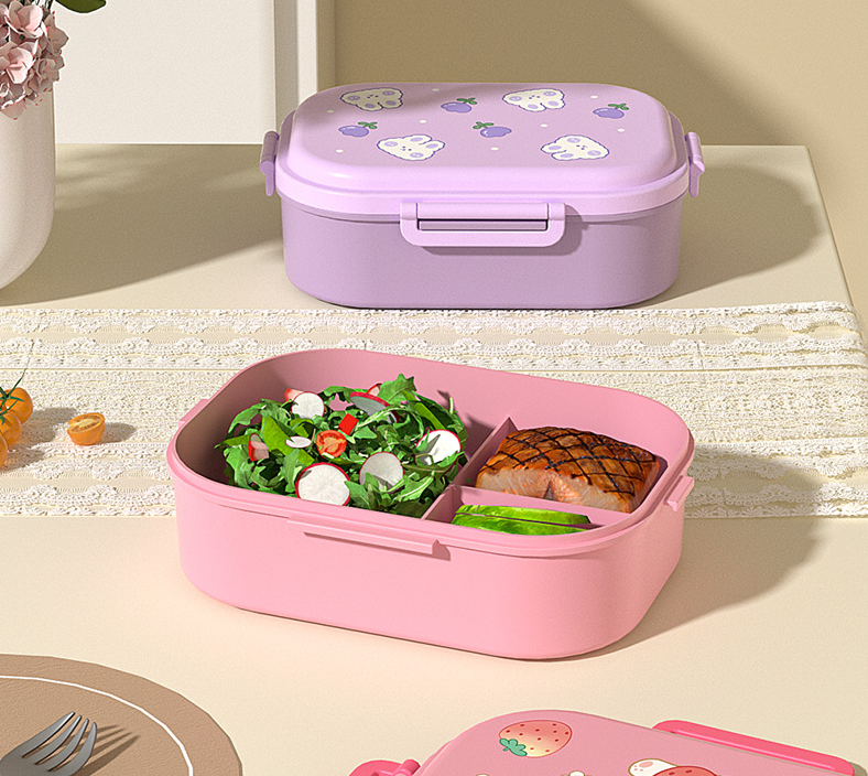 Cartoon cute small fresh microwaveable compartment insulation lunch box fresh-keeping box - Korvel