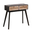 Side table with two real rattan drawers, solid wood table legs,can be used in the dining room, living room,bedroom - Korvel
