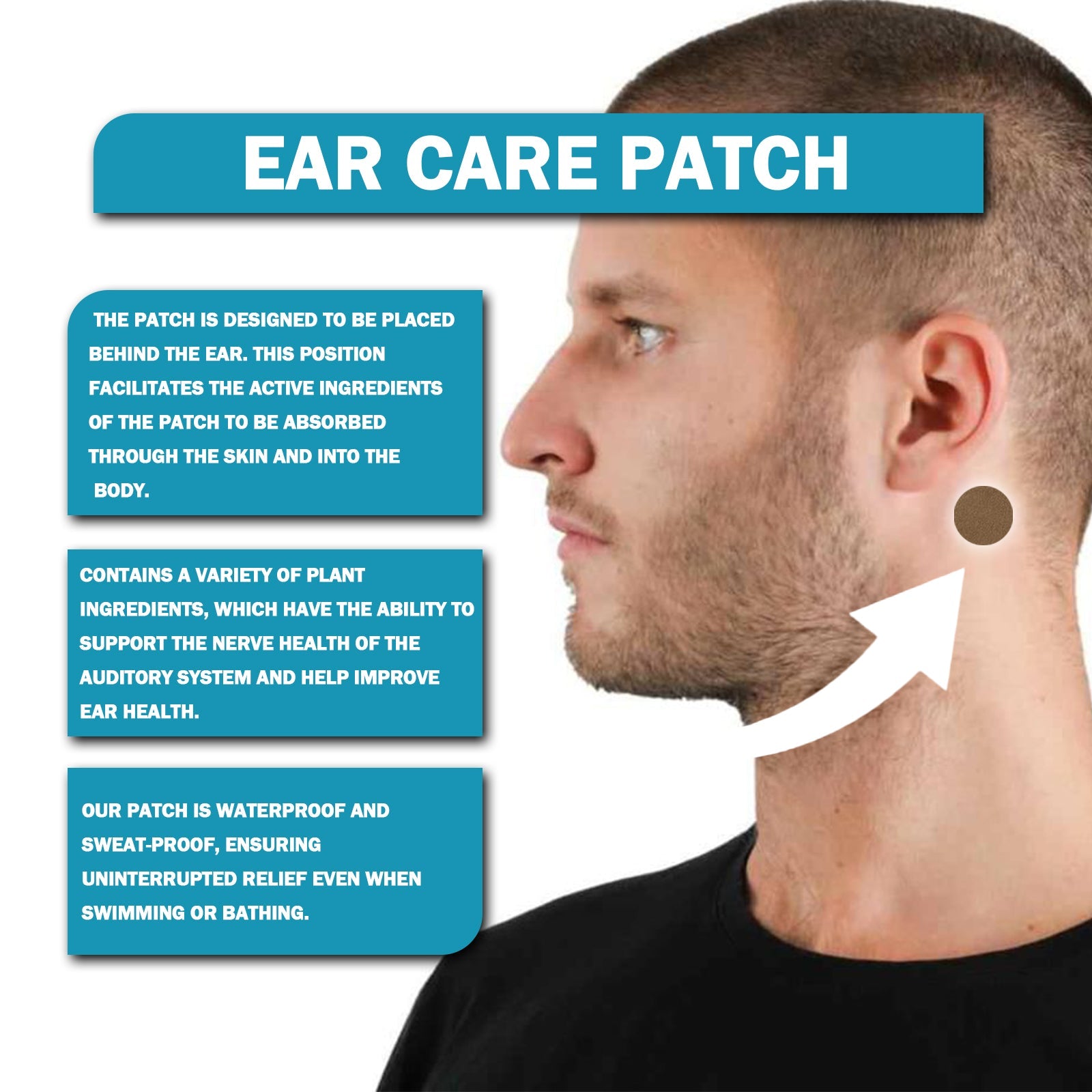 Ear Care Patch, Relieve Ear Plug Ear Ringing Ear Kang Hearing Discomfort Dizziness Head Care Patch - Korvel