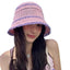 Chapeau seau en paille tissée assorti pour femmes
