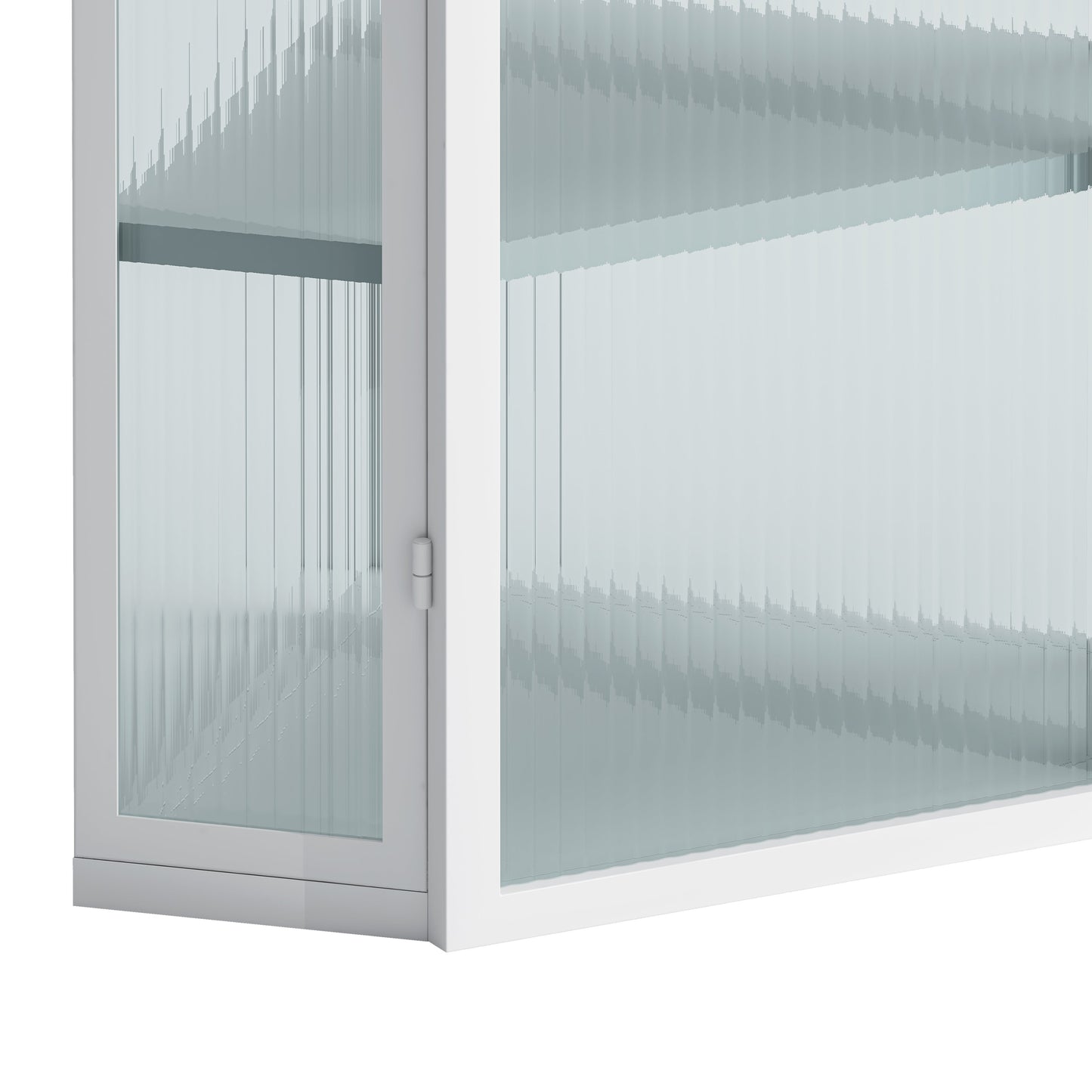 Glass Door Wall Mounted Corner Cabinet with Featuring Four-tier Storage  White - Korvel