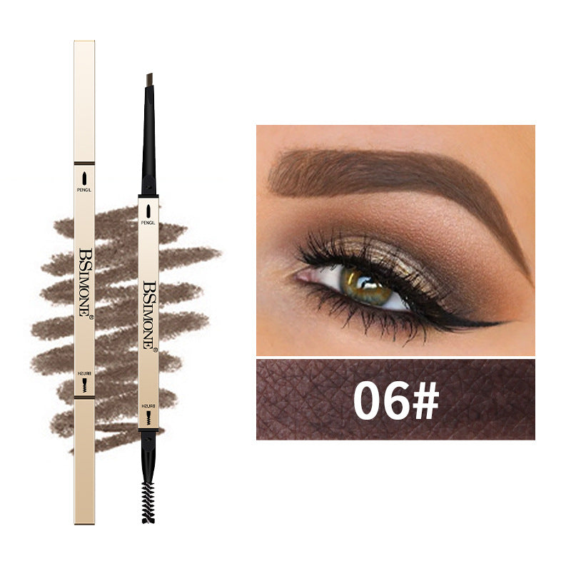 Natural Long-Lasting Waterproof Non-Fading Very Fine Three-Dimensional Not Easy To Smudge Double-Ended Small Gold Bar Eyebrow Pencil - Korvel