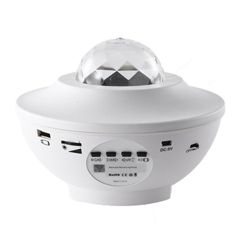 Full Sky Star Laser Sky Projection Light Atmosphere Light Bluetooth Music USB Flame Bowl Water Pattern Light Night Light - Korvel