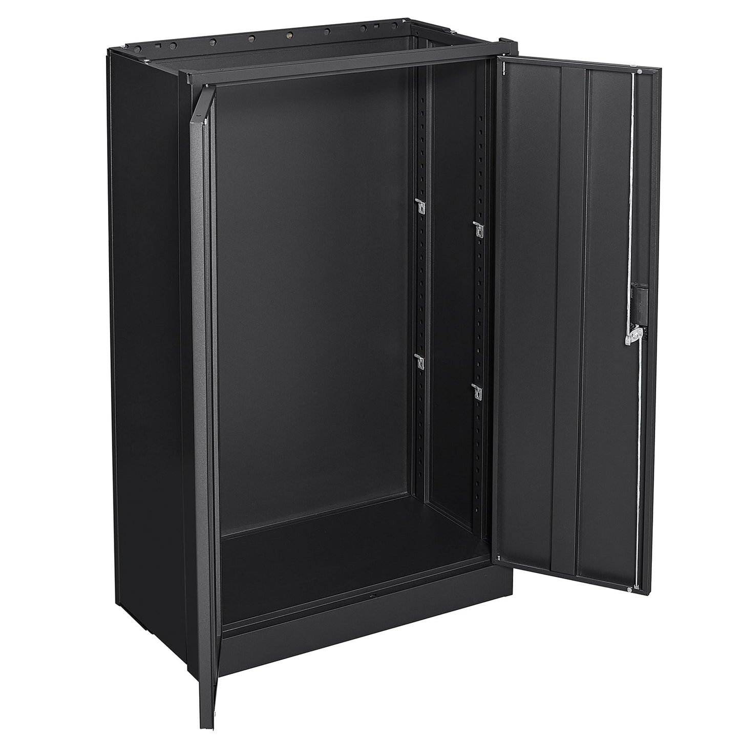Metal storage cabinet with locked door and adjustable shelf foldable storage cabinet black - Korvel