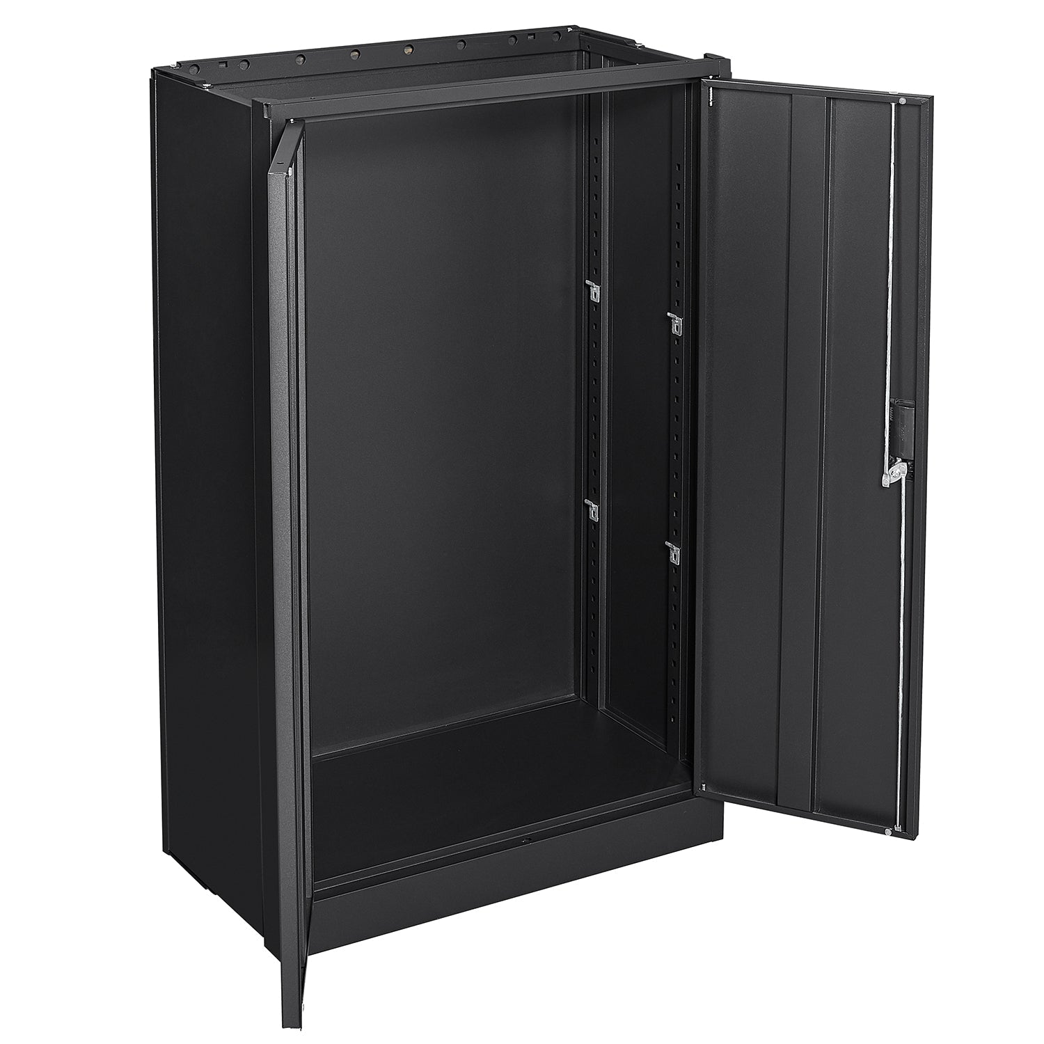 Metal storage cabinet with locked door and adjustable shelf foldable storage cabinet black - Korvel