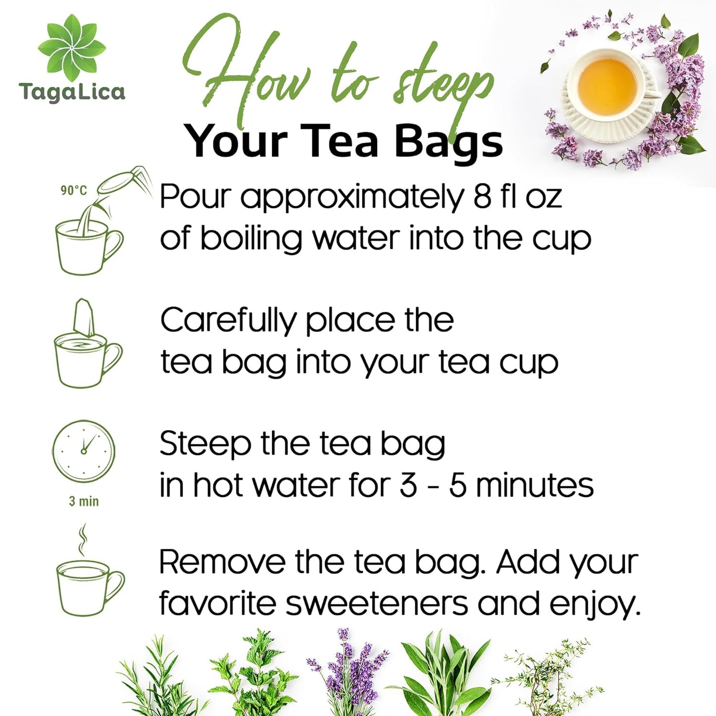 Lemongrass Tea Bags, 100% Natural & Pure Lemongrass leaves, Eco-Conscious Tea Bags, Lemongrass Herbal Tea. Lemongrass Leaf Tea. No Sugar, No Caffeine, No Gluten, Vegan. - Korvel