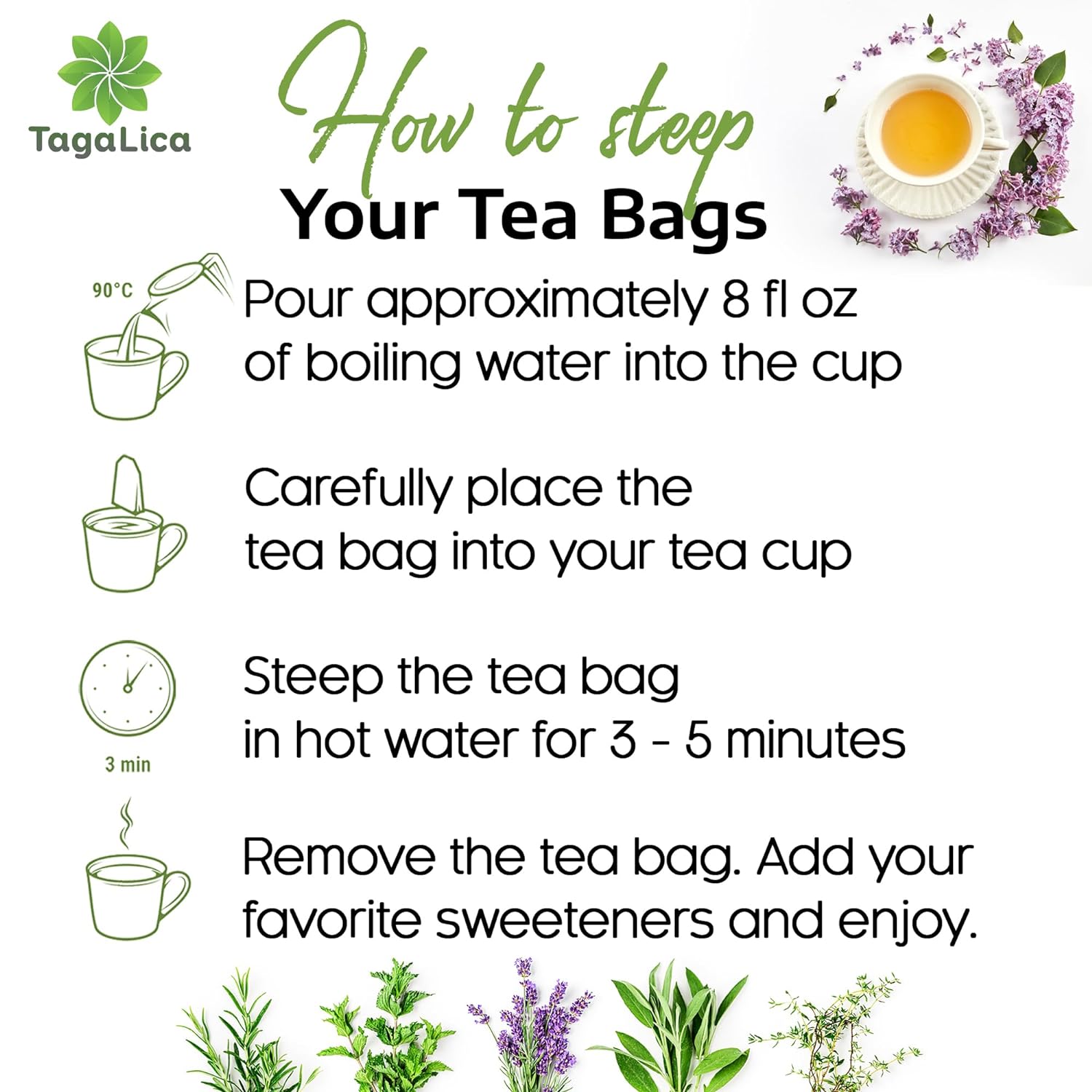 Lemongrass Tea Bags, 100% Natural & Pure Lemongrass leaves, Eco-Conscious Tea Bags, Lemongrass Herbal Tea. Lemongrass Leaf Tea. No Sugar, No Caffeine, No Gluten, Vegan. - Korvel