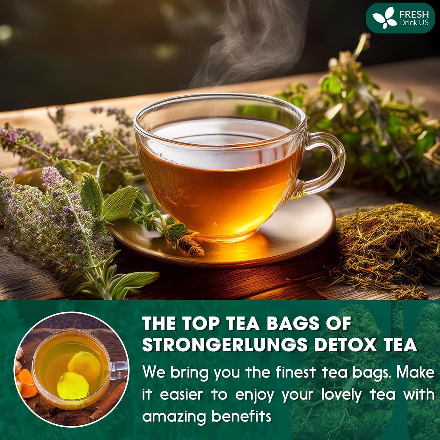 StrongerLungs Tea Bags - Supports Lung Cleanse, Congestion Relief & Mucus Detox - Korvel