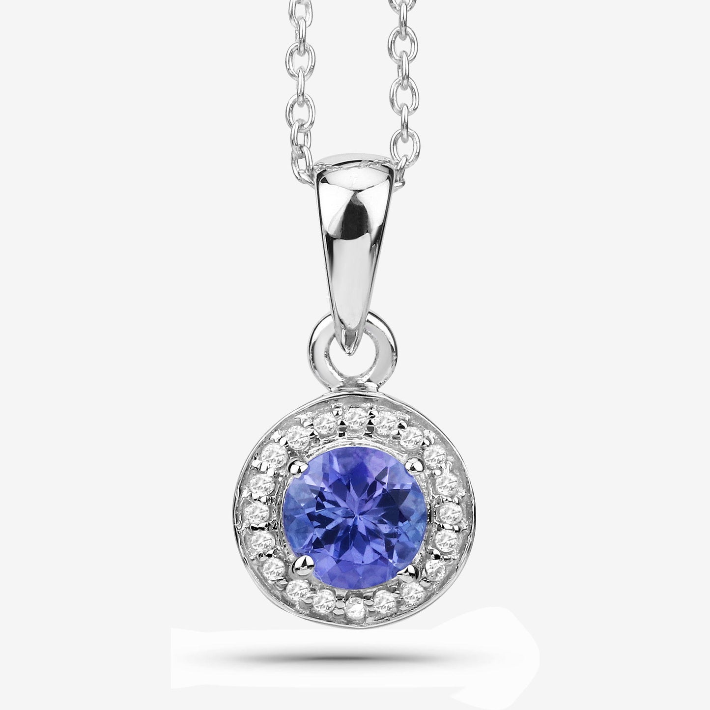 1.05 Carat Genuine Tanzanite & White Topaz Pendant in Sterling Silver