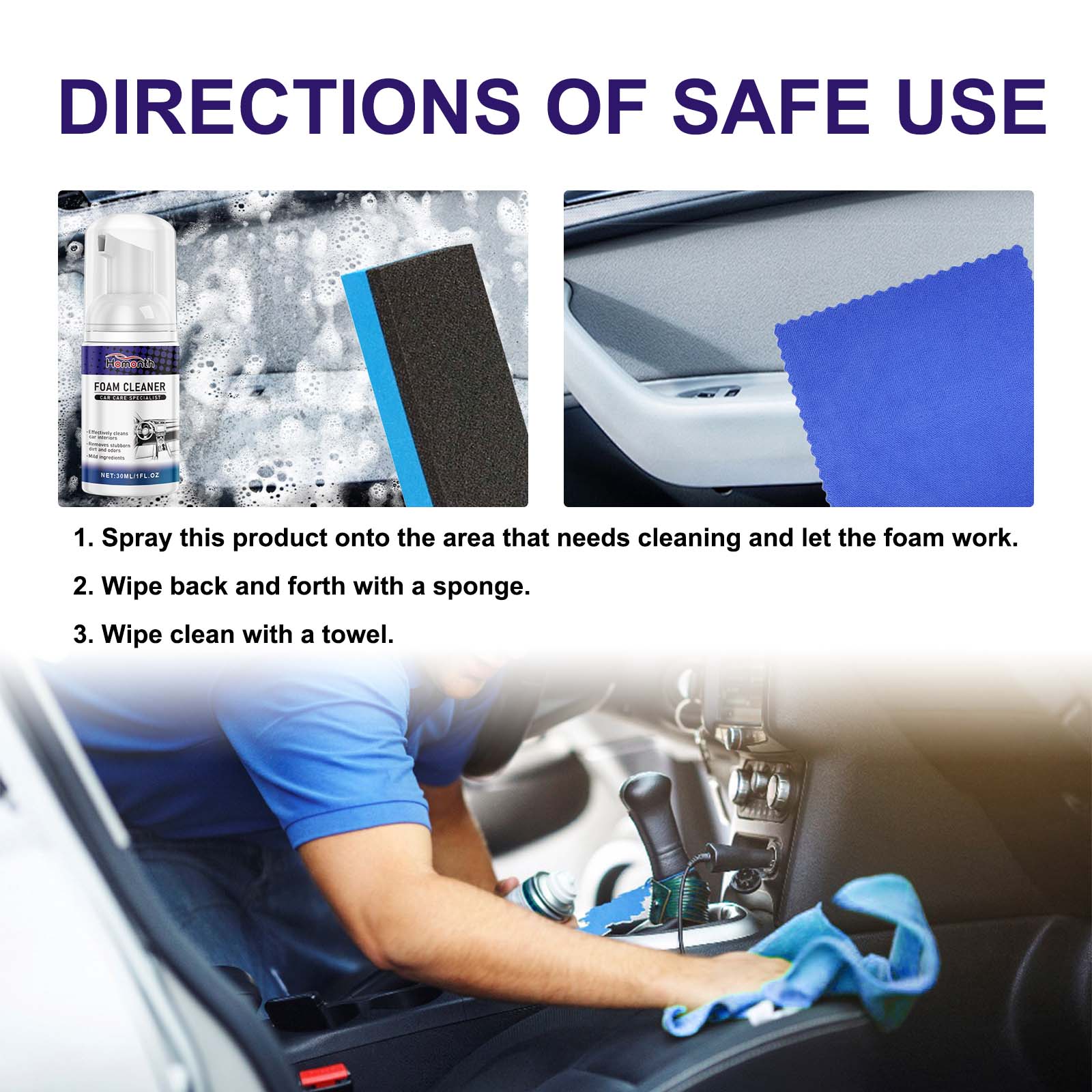 Car Interior Cleaner, Car Interior Seat Cleaning And Maintenance Brightening Decontamination Refurbishing Agent - Korvel