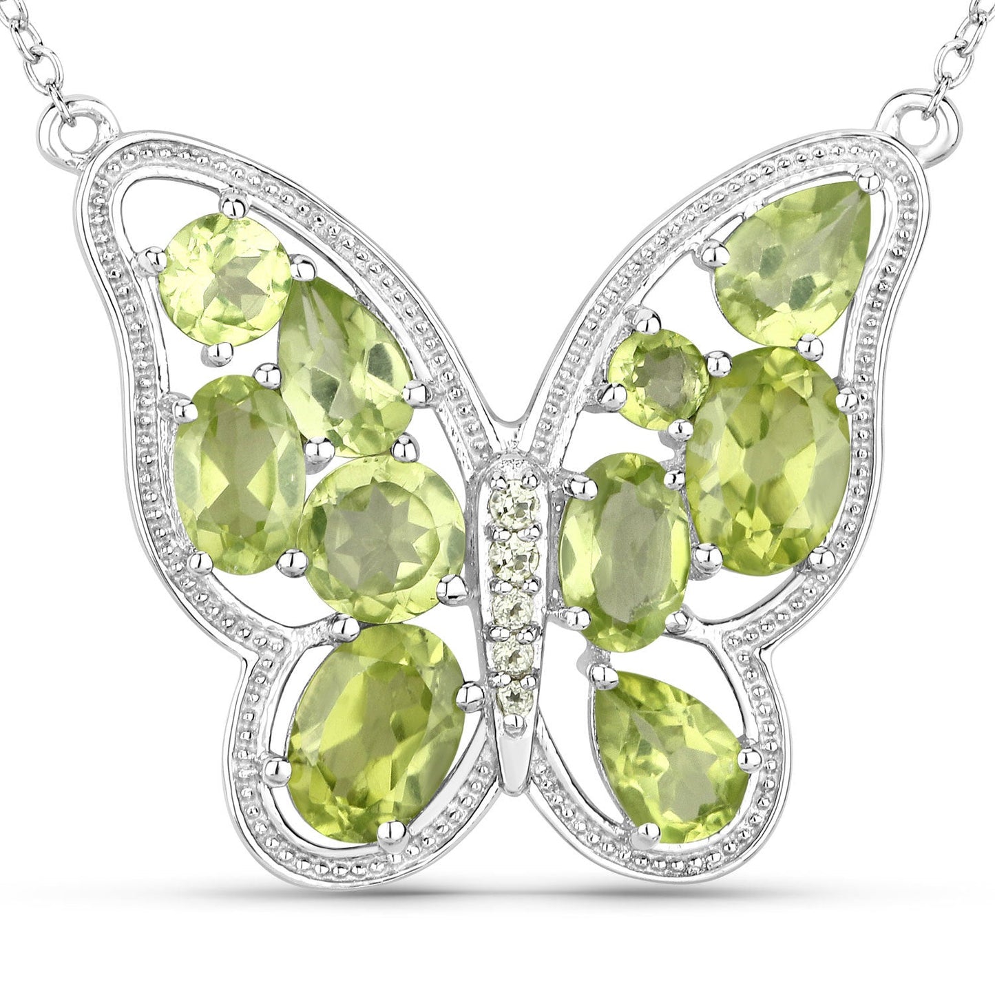 Collar de Peridoto Genuino de 4.65 Quilates en Plata Esterlina .925