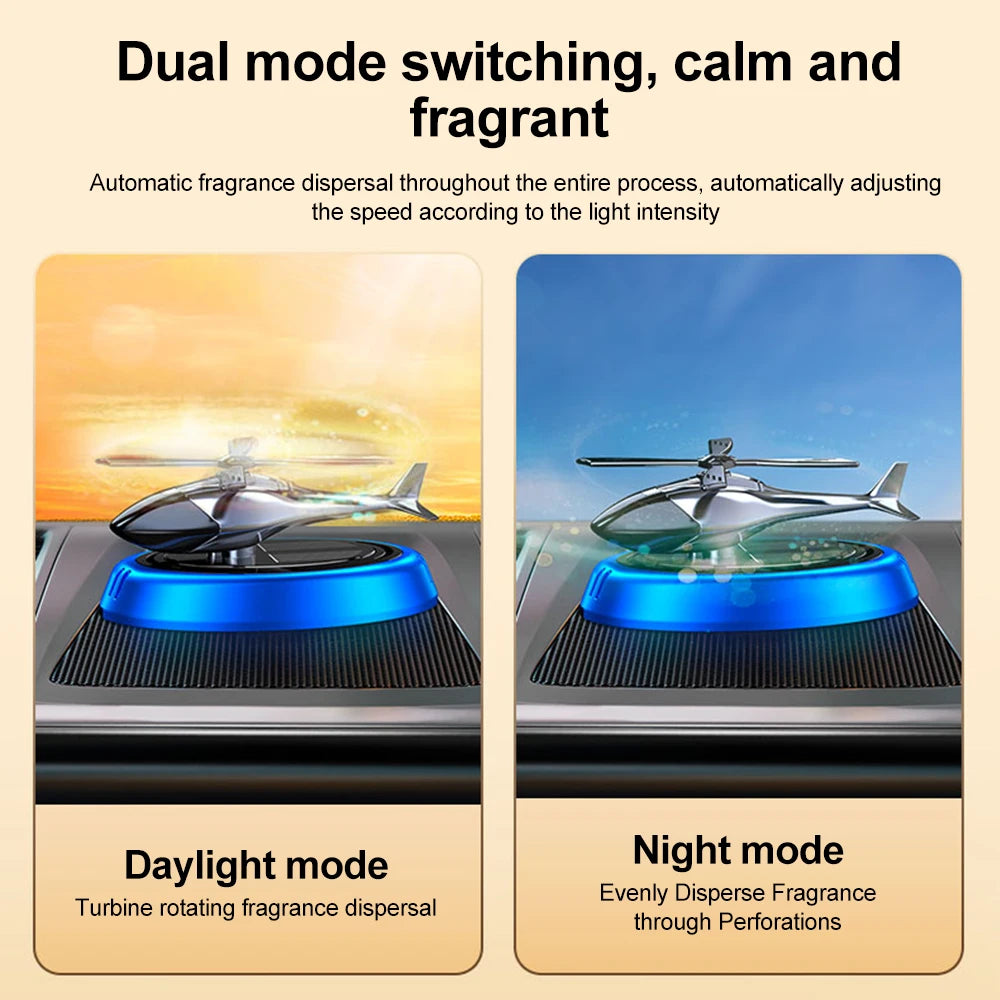 Solar Rotating Helicopter Aromatherapy Car Ornaments Car Air Freshener Alloy + ABS Wooden Aromatherapy Machine - Korvel