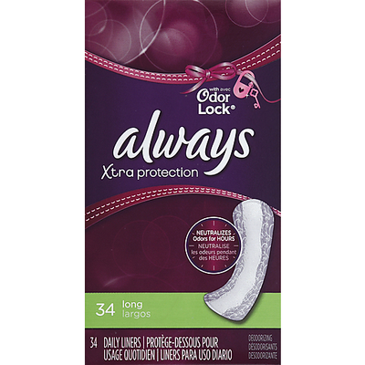 Always Xtra Protection Long Liners - 34 Count Box