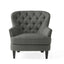 Modern grey fabric club chair and Ottoman set, stylish cushioned armchair, paired with Ottoman style - Korvel