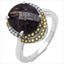 Anillo de Plata Esterlina con Cuarzo Ahumado de 4.12 Quilates y Acentos de Diamante