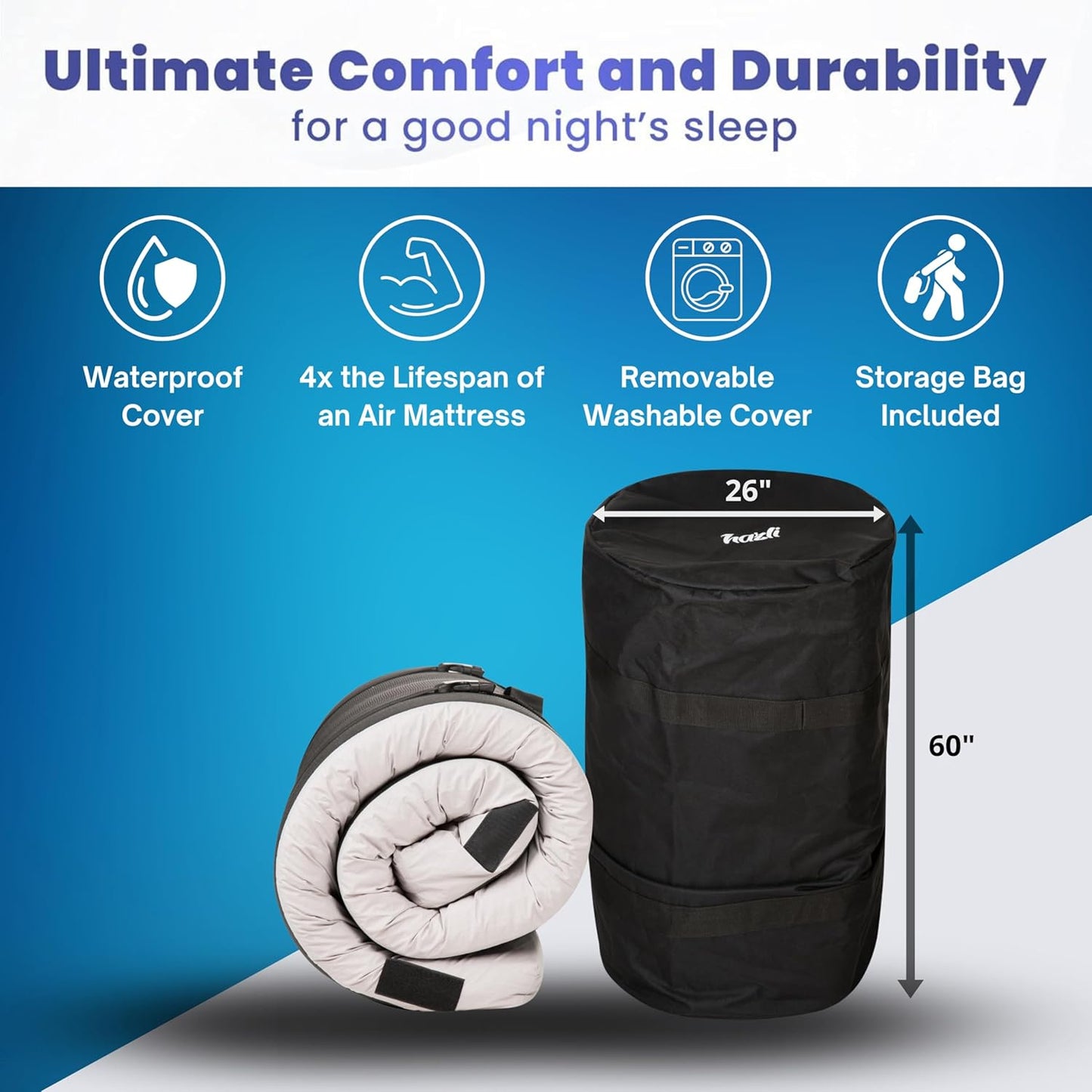 Hazli Ultra Comfort Air-Cell Memory Foam Camping Mattress