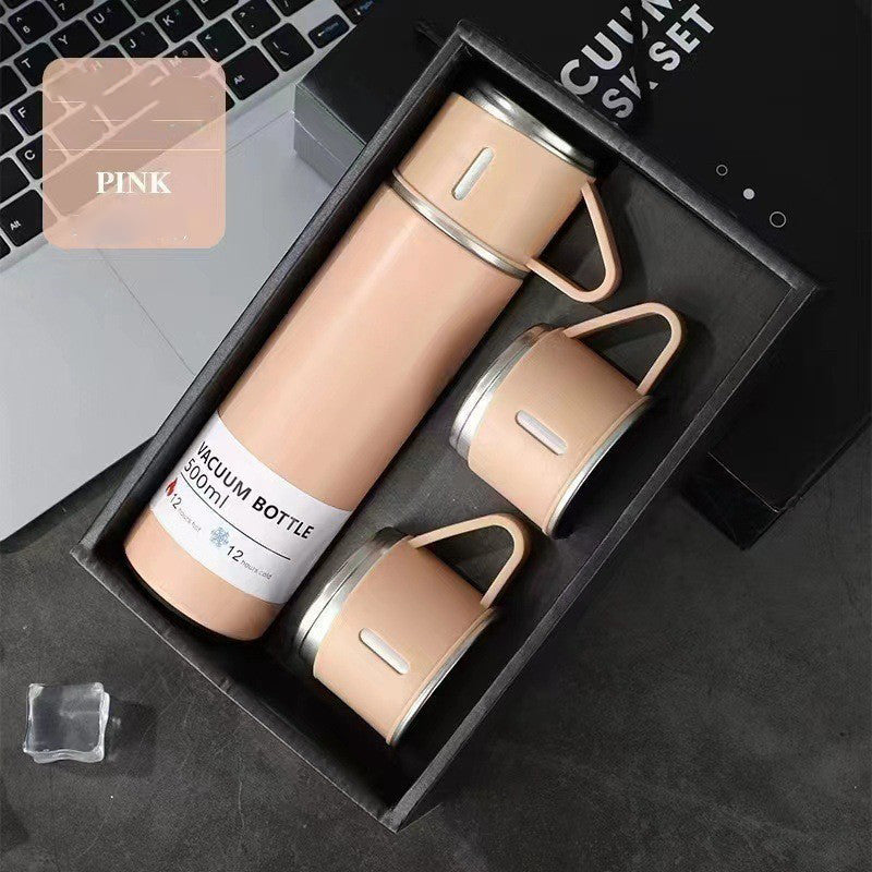 A cup of three-lid thermos cup portable fashion gift box set stainless steel cup - Korvel