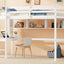 Twin Loft Bed with built-in desk and bookcase of three compartments, Guardrails and Ladder,White - Korvel
