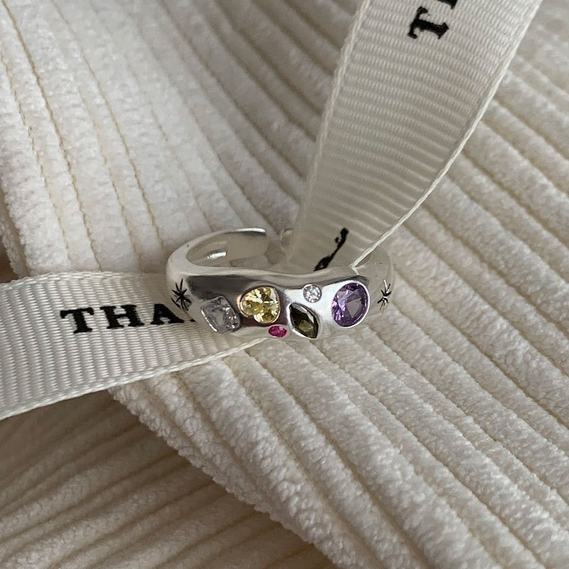 Anillo de Diamante de Circonita de Color Dopamina Love para Mujeres