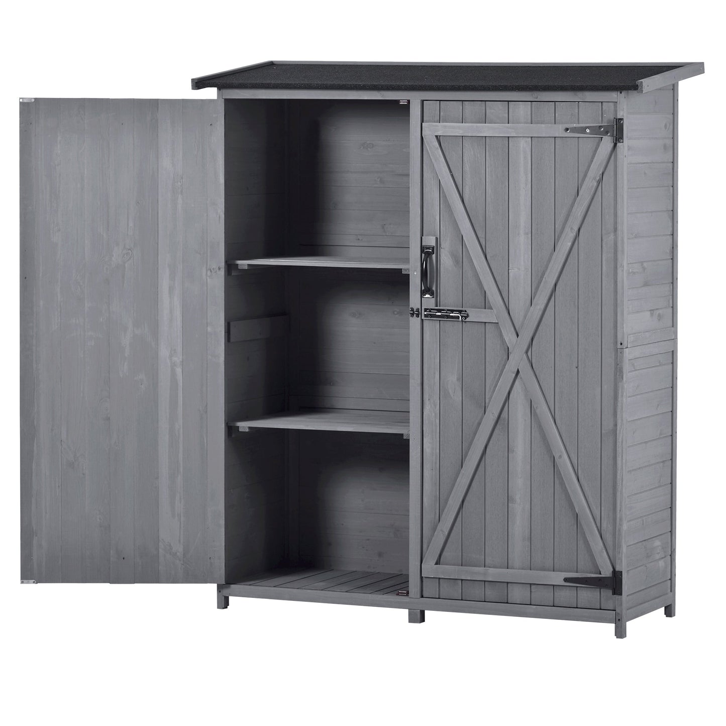 Abri de rangement en bois premium 5,3 pieds x 4,6 pieds avec toit étanche
