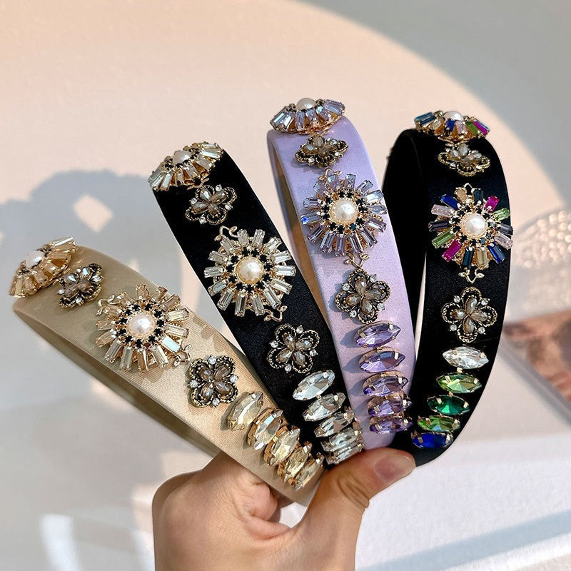 Fashionable Baroque Retro Set Water Diamond Flower Headband - Korvel
