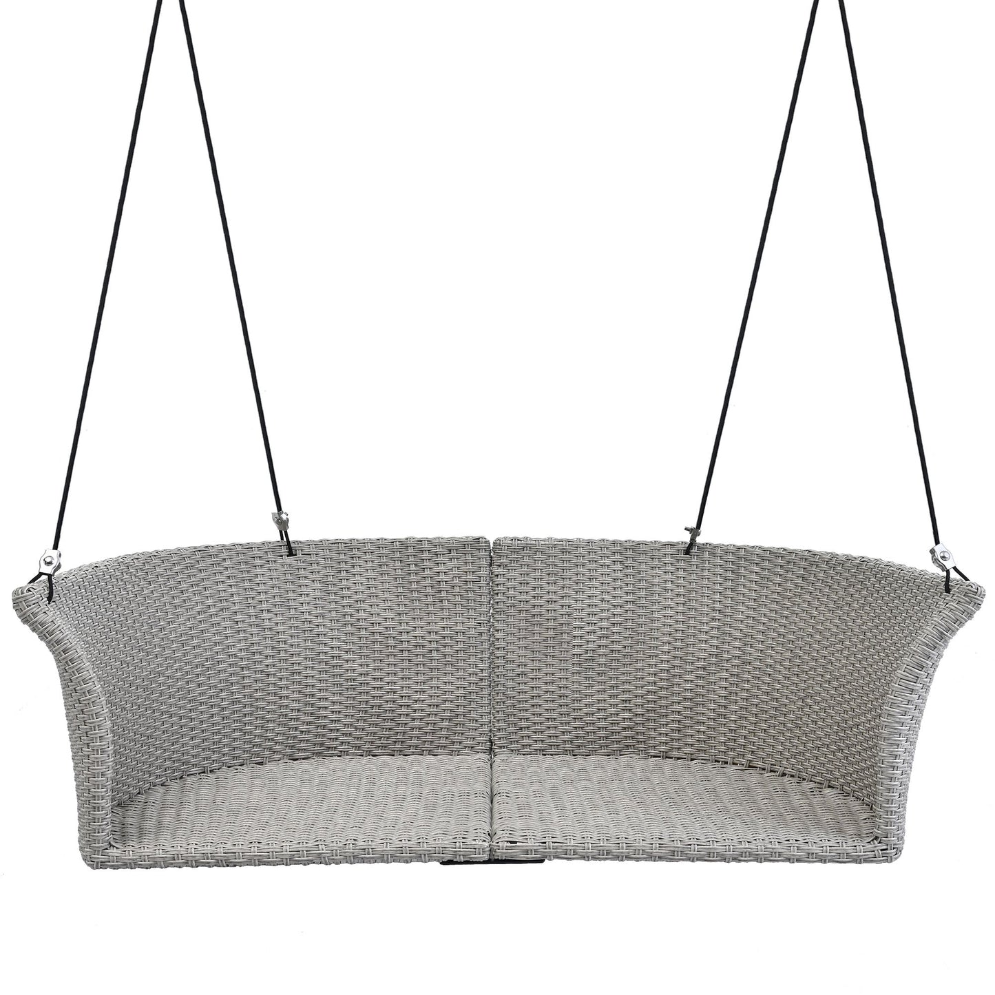 GO 51.9" 2-Person Hanging Seat, Rattan Woven Swing Chair, Porch Swing With Ropes, Gray Wicker And Cushion - Korvel