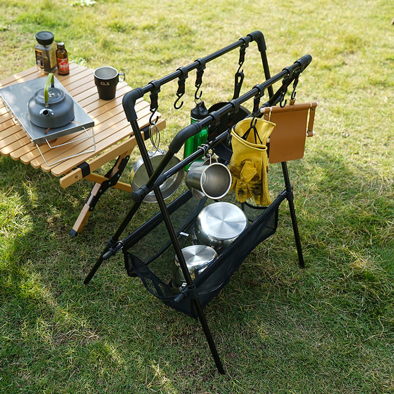 Outdoor camping folding shelf camping car drying rack drying net drying rack storage rack - Korvel