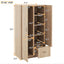 Wooden Wardrobe with Double Doors, Armoire with Hanging Rod, 5 Fixed Shelves, One Storage Drawer,Natural - Korvel