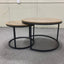 A set of nested coffee tables, 27.6-inch round coffee table, industrial wood veneer, with sturdy metal frame (brown) - Korvel