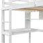 Twin Loft Bed with built-in desk and bookcase of three compartments, Guardrails and Ladder,White - Korvel