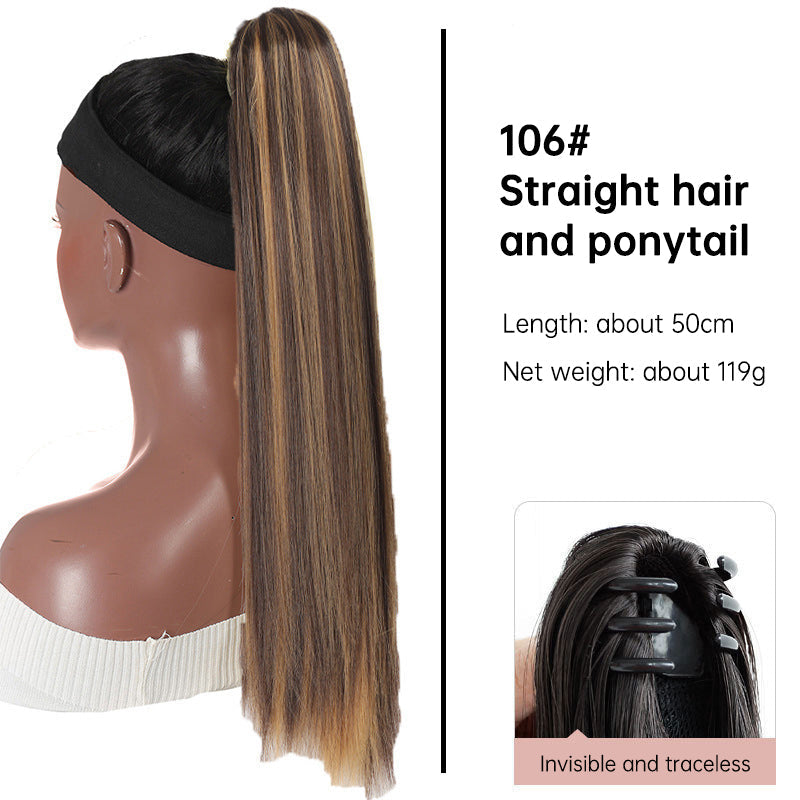 Grab clip ponytail wig female straight hair ponytail mini small grab clip ponytail long straight hair chemical fiber wig high ponytail - Korvel