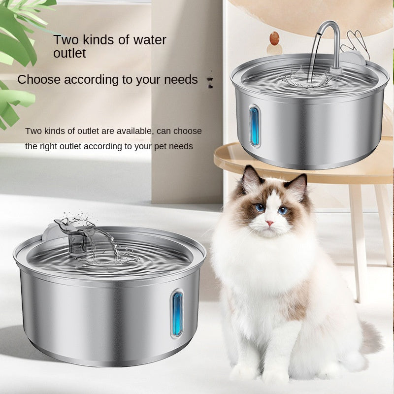 Distributeur d'eau pour animaux en acier inoxydable de 4L avec fenêtre de visualisation