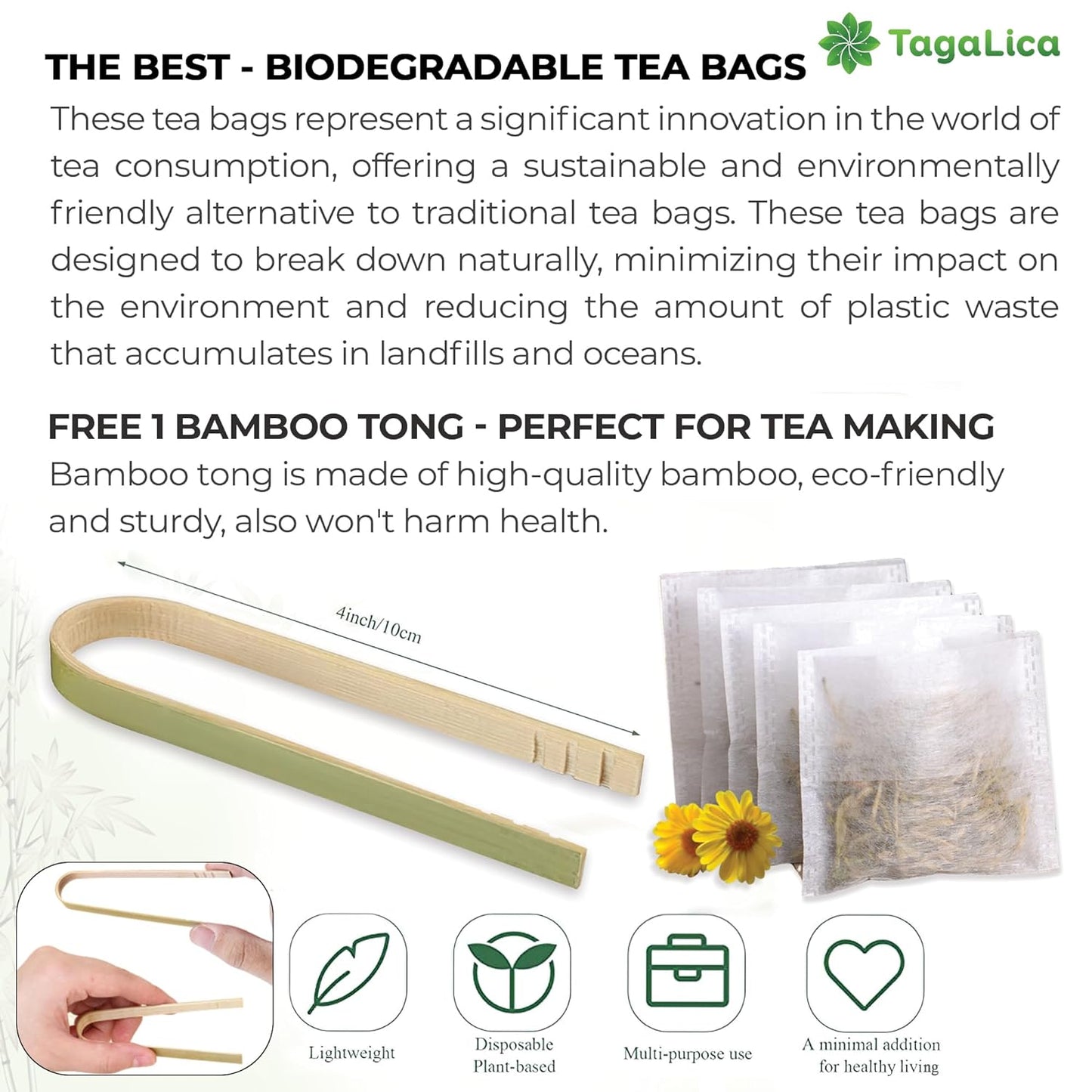 Lemongrass Tea Bags, 100% Natural & Pure Lemongrass leaves, Eco-Conscious Tea Bags, Lemongrass Herbal Tea. Lemongrass Leaf Tea. No Sugar, No Caffeine, No Gluten, Vegan. - Korvel