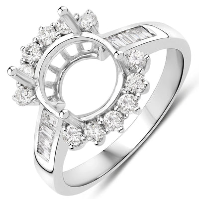 Bague de fiançailles semi-montée en or blanc 14K avec diamant blanc de 0,58 carat