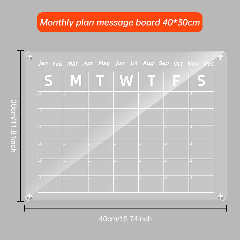 Acrylic message board magnetic refrigerator sticker household erasable calendar transparent note display board - Korvel