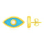 14K Yellow Gold Blue Enamel Evil Eye Earrings