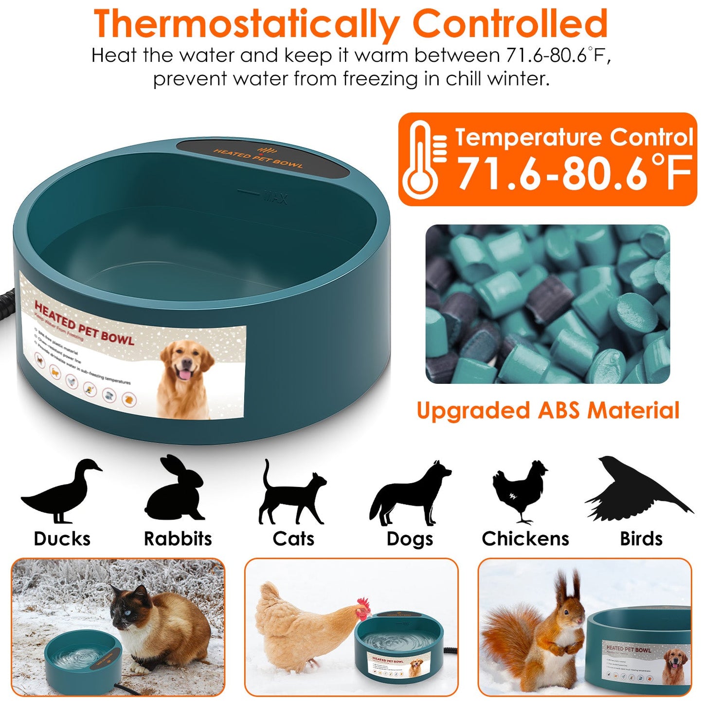 Cuenco de Agua Calentado GBruno para Perros y Gatos