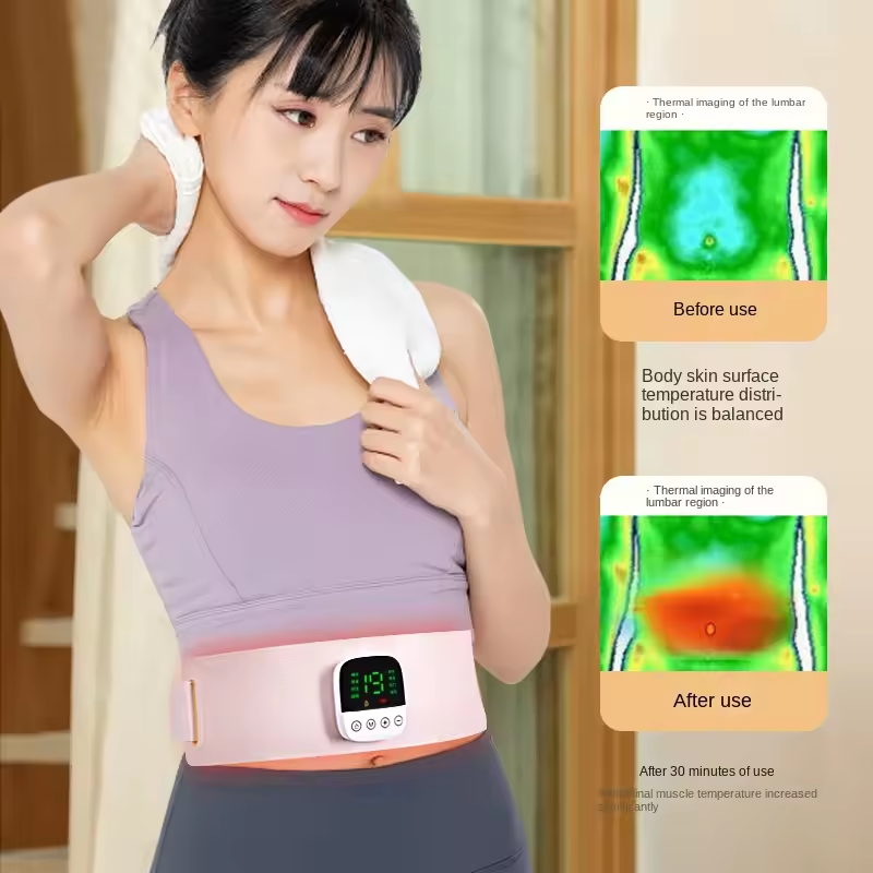 EMS heated waist and palace slimming belt hot compress massage belt waist and abdomen massager - Korvel