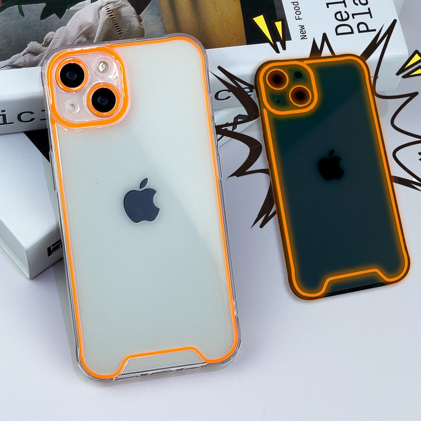 Suitable for iPhone 15 Promax luminous phone case Apple 13/12 transparent material silicone protective case - Korvel