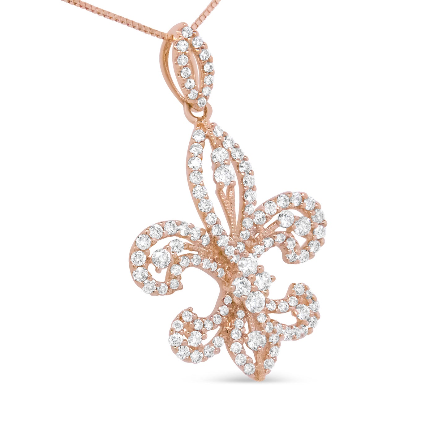 Collar con Colgante de Fleur De Lis de Diamante en Oro Amarillo de 14K