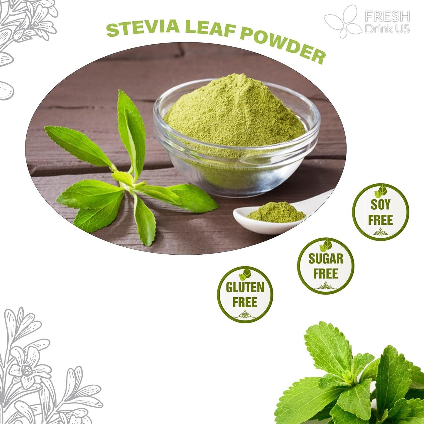 Stevia Leaf, Whole Dried Leaves, Tea Bags, Powder, 100% Natural and Pure from Stevia Leaves. Sugar Substitute for Tea, Coffee. Loose Leaf Stevia Herbal Tea. Zero Calorie Sweetener. No Sugar, No Caffeine, No Gluten, Vegan. - Korvel