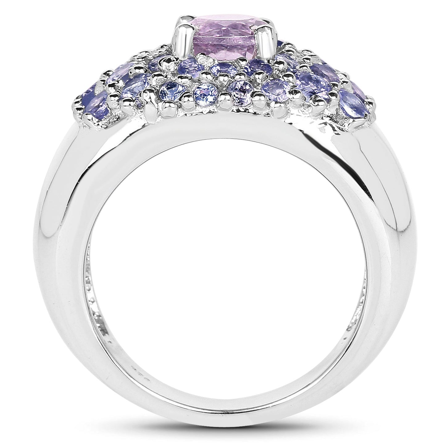 2.43 Carat Genuine Amethyst and Tanzanite Sterling Silver Ring