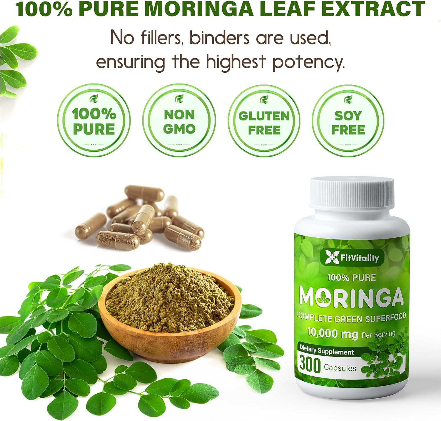 Moringa Capsules|300 Capsules|Moringa Oleifera|10,000mg - Korvel