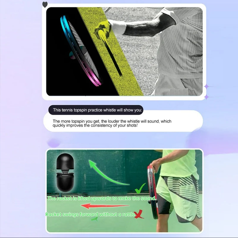 Portable Tennis Topspin Whistle Hitting Trainer - Ideal for Beginners' Swing Aid - Korvel