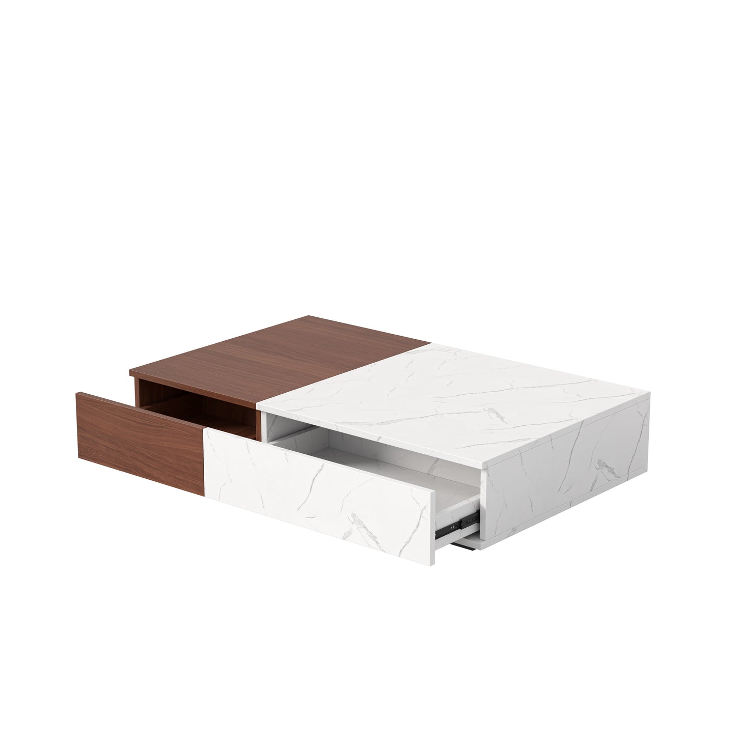Modern style walnut coffee table with two storage spaces - Korvel