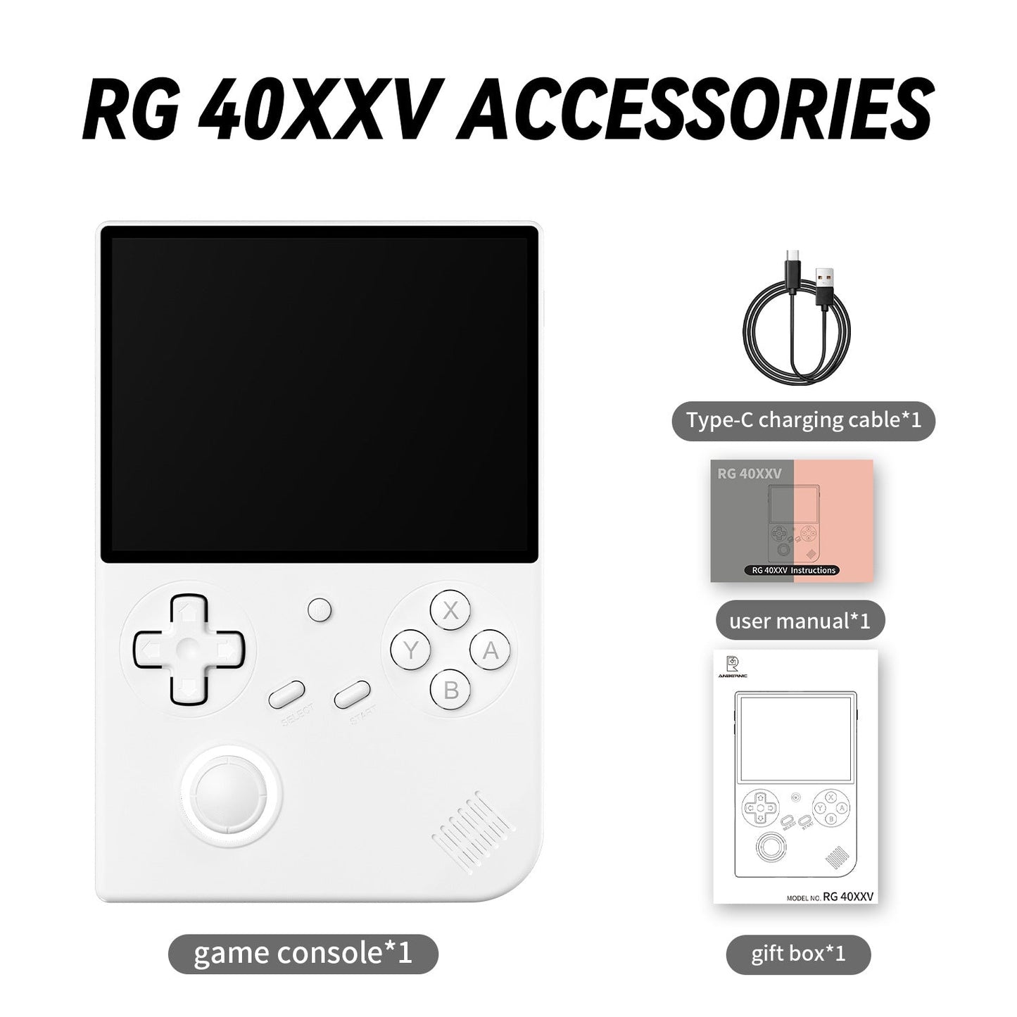 ANBERNIC's new RG40XXV vertical version retro portable handheld game console with lighting effect connected to power regard - Korvel