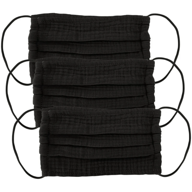 KitSch Black Cotton Face Masks - 3 Pack