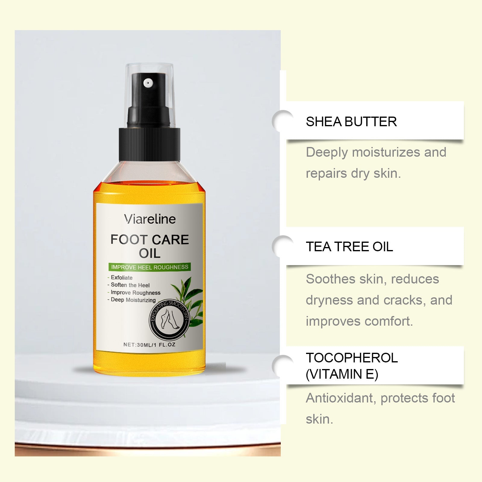 Foot Care Oil Gentle Exfoliating Delicate Moisturizing Hydrating Heel Care Oil - Korvel
