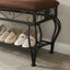 Shoe rack workbench for entrance, industrial workbench, rustic shoe rack for small spaces, padded entrance workbench - Korvel